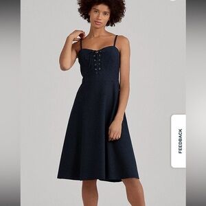 Polo by Ralph Lauren Navy Lace-Up Midi Dress